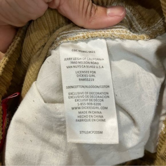 Dickies Corduroy Carpenter Pants Brown Size 3/Size 26 - Picture 8 of 9